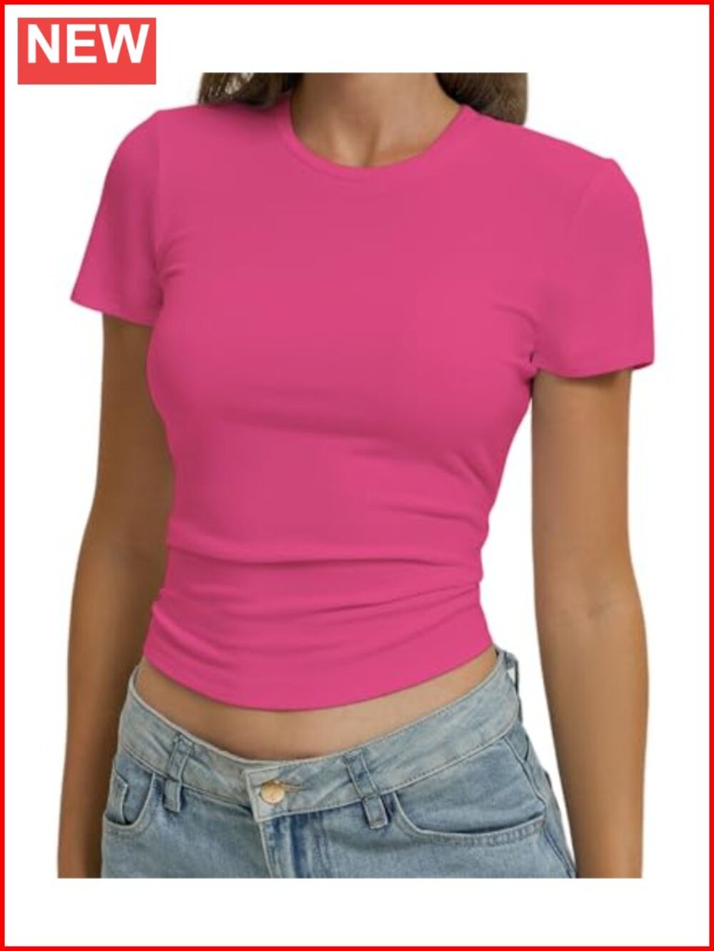 Women's Cotton Spandex Slim Fit Crop T-Shirt Casual Basic Y2k Tee